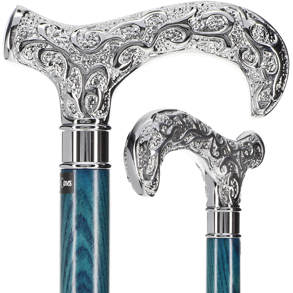 Super Strong Scrollwork Silver-Plated Handle, Blue Denim Shaft Clearance In China