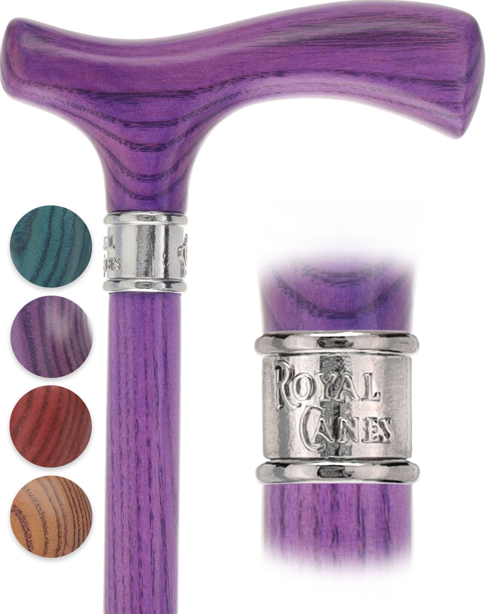 Royal Canes Fritz Comfort Grip: Matching Wood Handle & Shaft, 4 Stained Colors Discount Free Shipping