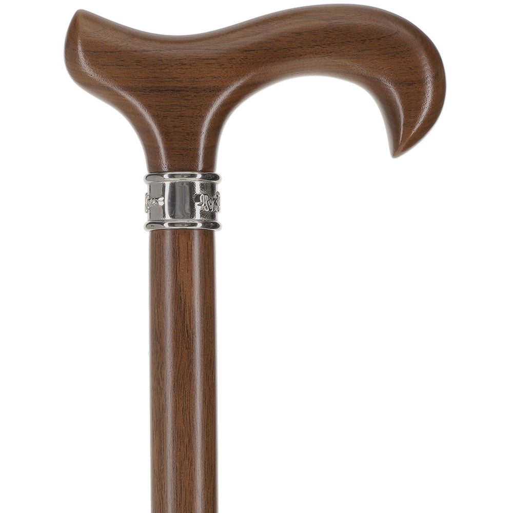 Scratch and Dent Rich Genuine Walnut Derby Cane - Embossed Collar V3487 Sale In China