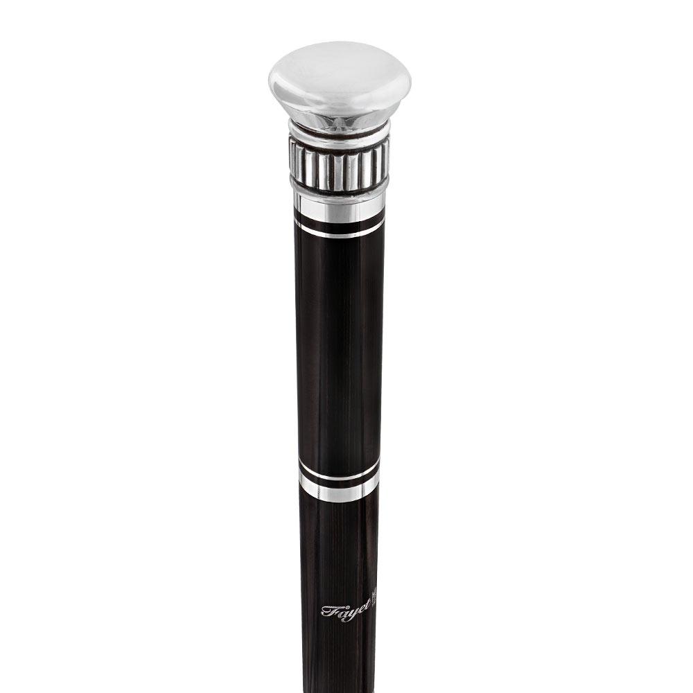 French Flask Tippling Stick: Silver Knob & Ebony-Carbon Shaft Free Shipping Inexpensive