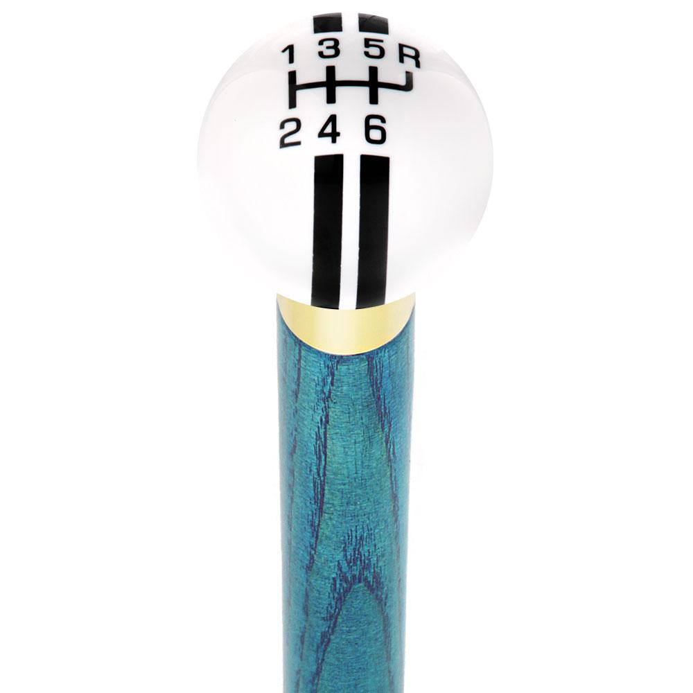 Black & White Rally Shift Round Knob Cane w/ Custom Color Ash Shaft & Collar Outlet Good Selling