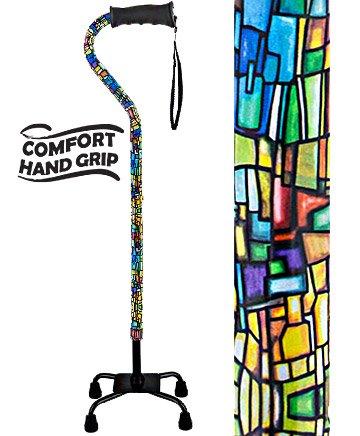 Mosaic Stained: Supportive Quad Base Cane - Comfort Grip Buy Cheap 2025