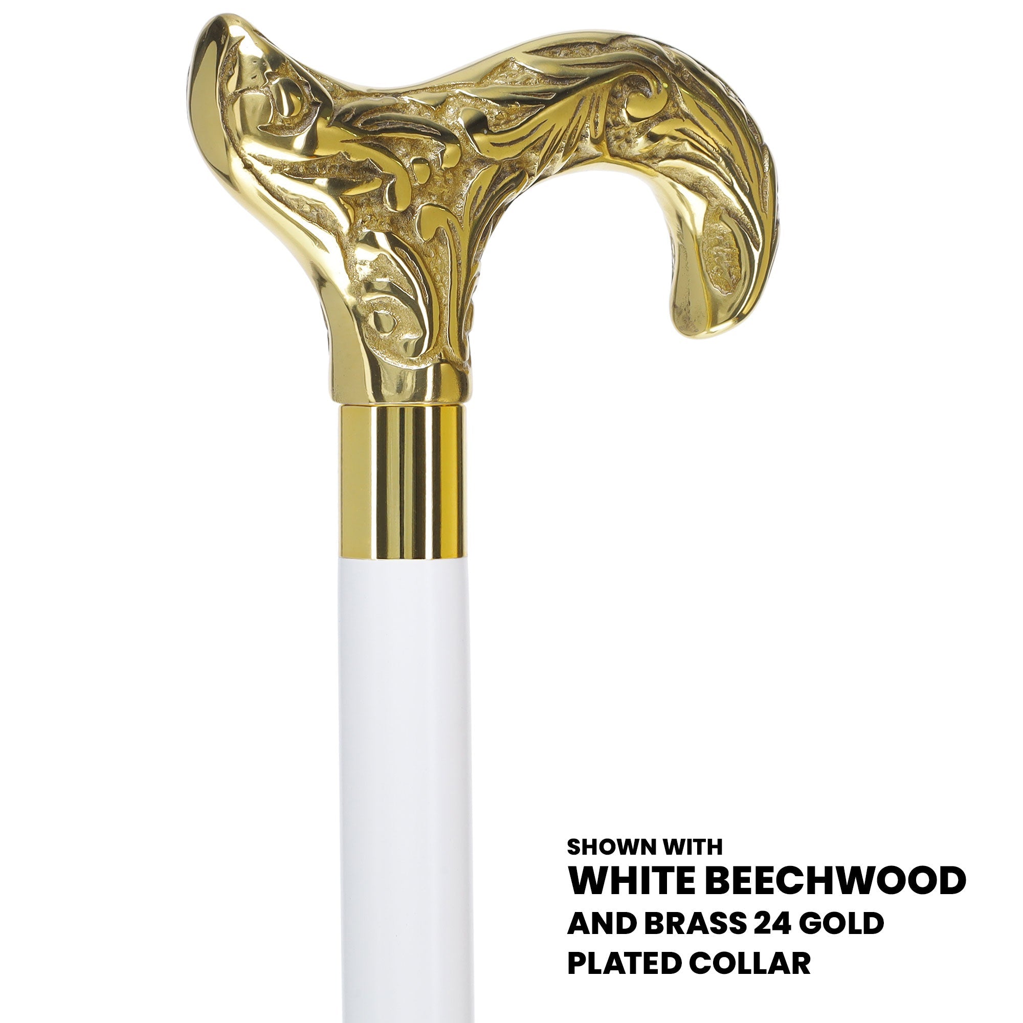 Scratch and Dent Brass Derby Handle Walking Cane w/ Brown Beechwood Shaft and Aluminum Gold Collar V2112 Outlet Countdown Package