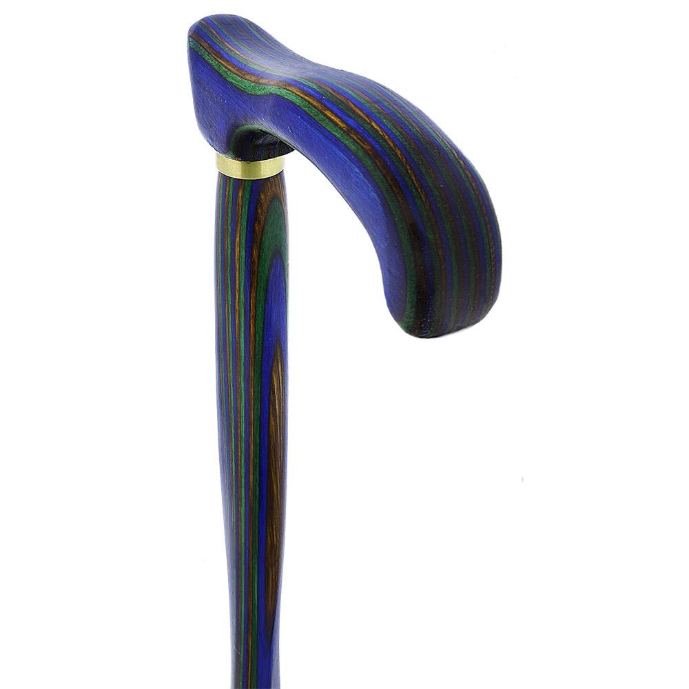 Scratch and Dent Green Blue and Brown Colortone Classic Derby Handle Walking Cane With laminate Birchwood Shaft V2207 Geniue Stockist Cheap Online