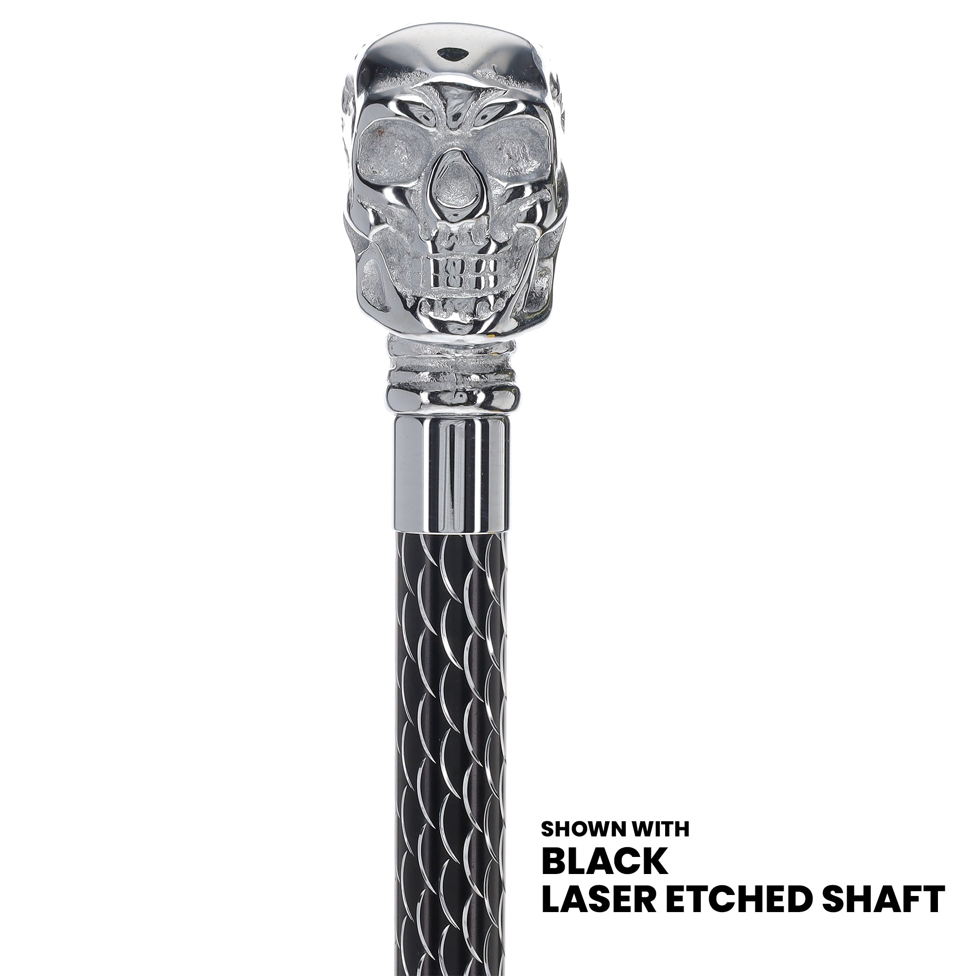 Skull Premium Chrome Brass Cane: Laser-Etched Custom Shaft Free Shipping Good Selling