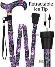 Scratch and Dent Designer Folding Cane: Purple Majesty, Retractable Ice Tip V3463 Cheapest Pice