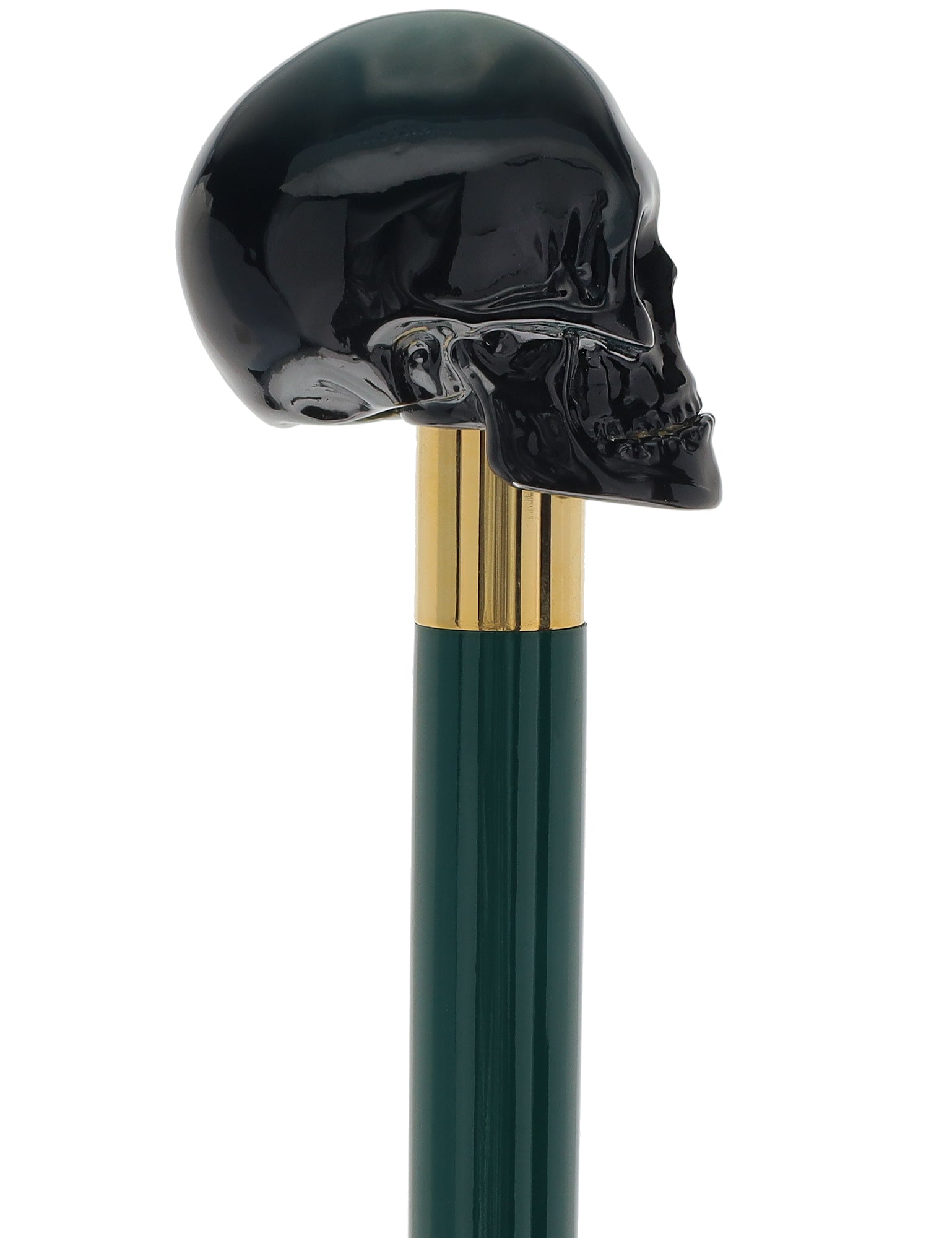 Shaded Green Skull Walking Stick with Green Beech wood shaft Visit New Online