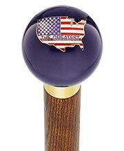 USA Flag Translucent Handle Cane - Ash Shaft & Collar Cheap Pice Free Shipping