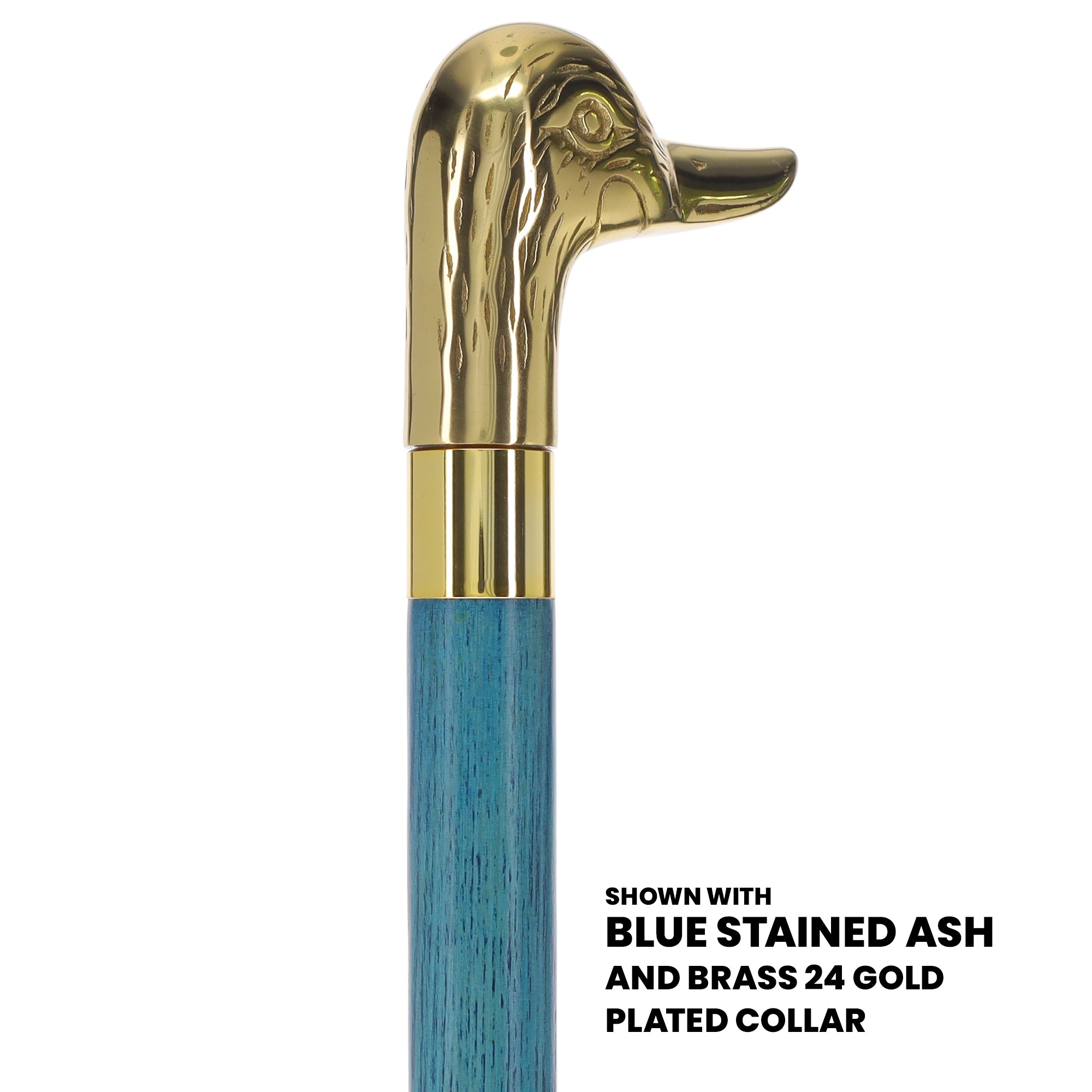 Scratch and Dent Brass Duck Handle Walking Cane w/ Green Stained Ash Shaft & Brass Gold Collar V2109 Popular