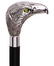 Hawk Bird of Prey Nickel Plated Italian Handle Cane w/ Custom Shaft & Collar Discount Latest