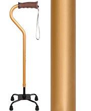 Gold Convertible Quad Base Walking Cane with Comfort Grip - Adjustable Shaft Get Authentic Cheap Pice