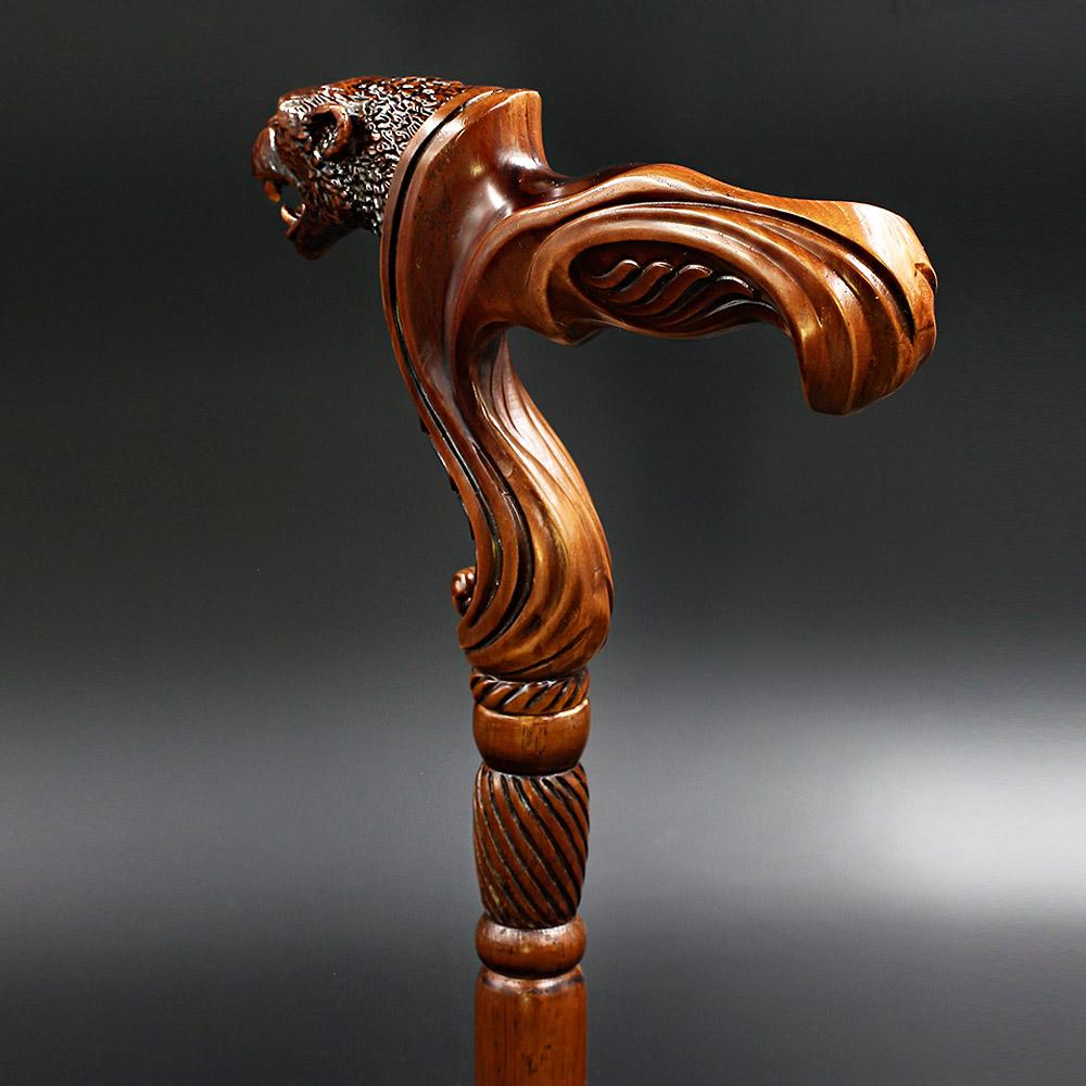 Jaguar: Artisan Intricate Handcarved Wood Cane (Right Hand) Cheap Pice From China