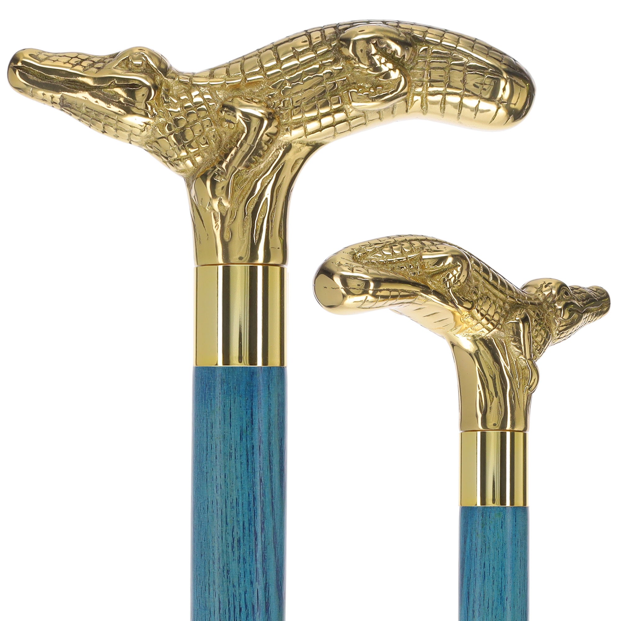 Premium Brass Alligator Handle Cane: Stained Custom Color Shaft Ebay