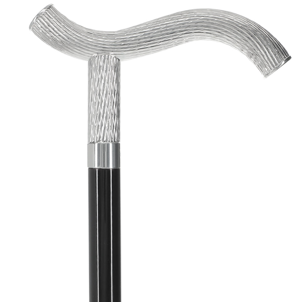 Italian Luxury: Twisted Ribbed Fritz Handle Cane, In 925r Silver Best Sale Cheap Pice