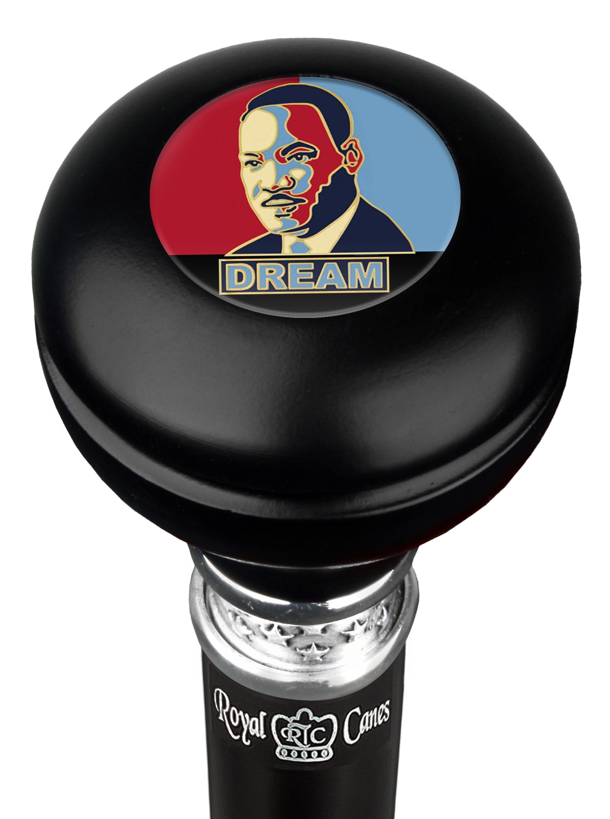 Martin Luther King I have a dream Round Knob Walking Stick w/ Black Beechwood Shaft & Pewter Collar Online Online Free Shipping