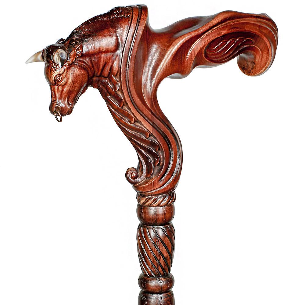 Bull Buffalo Right Hand Ergonomic Handcarved Cane Wiki Cheap Online