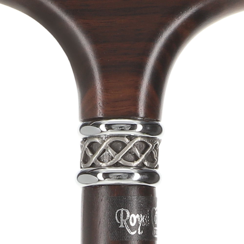 Scratch and Dent Ebony Slim Line Fritz Walking Cane With Ebony Shaft & Braided Pewter Collar V2019 Best Wholesale Sale Online