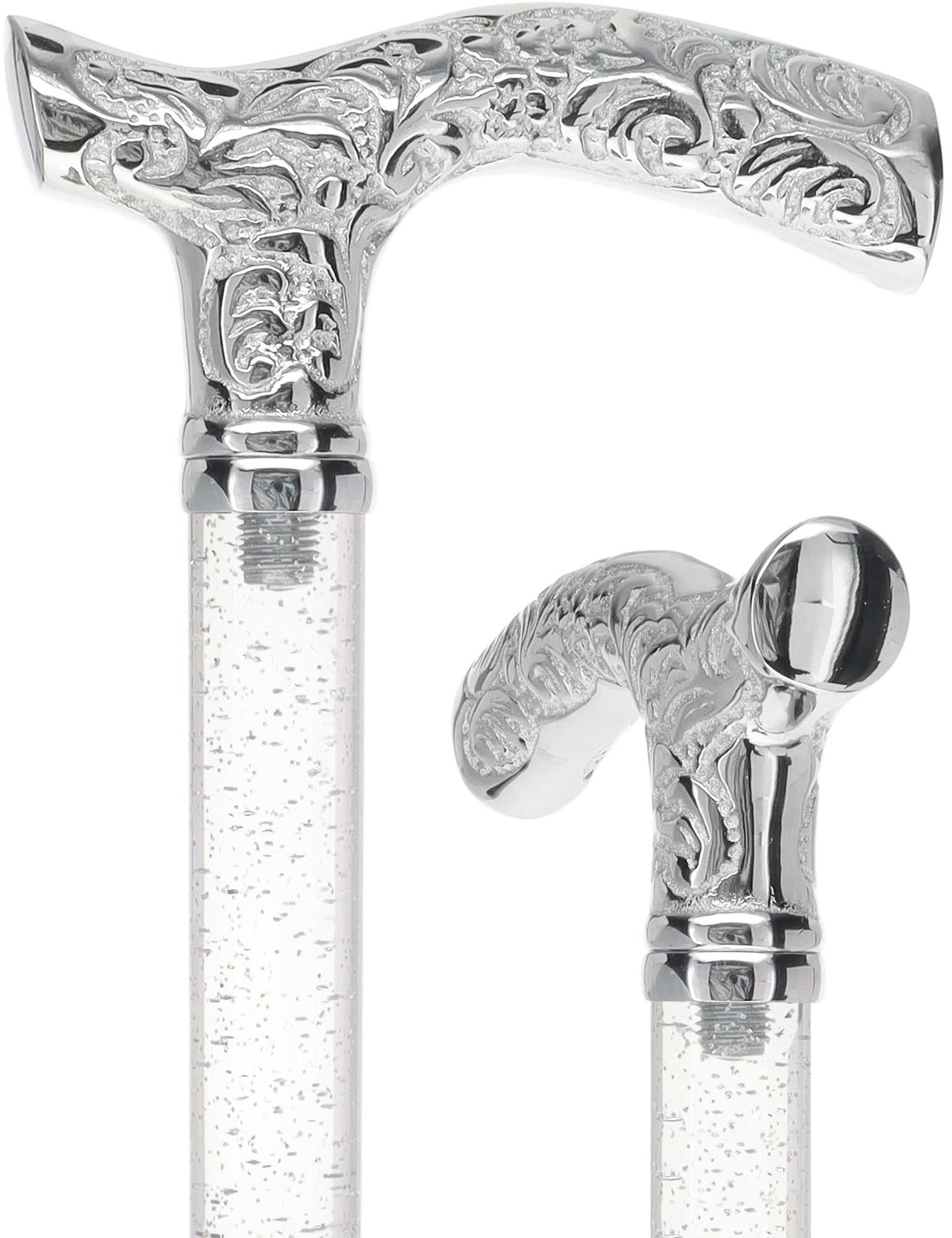 Crystal Elegance Chrome Fritz Cane with Invisible Acrylic Shaft Options Discount Fashionable