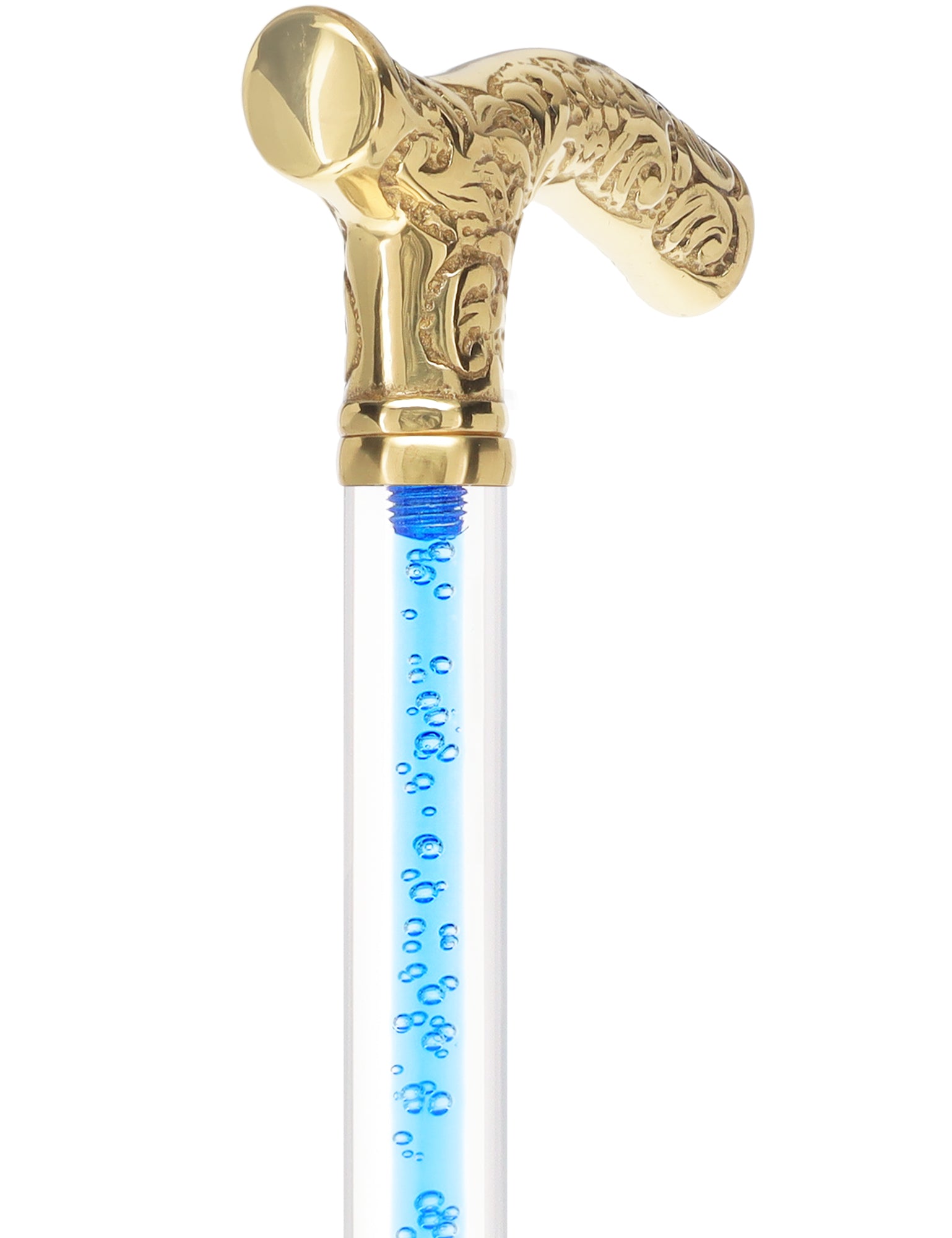 Color Crystal Elegance Brass Fritz Cane with Invisible Acrylic Shaft Options Buy Cheap Discount