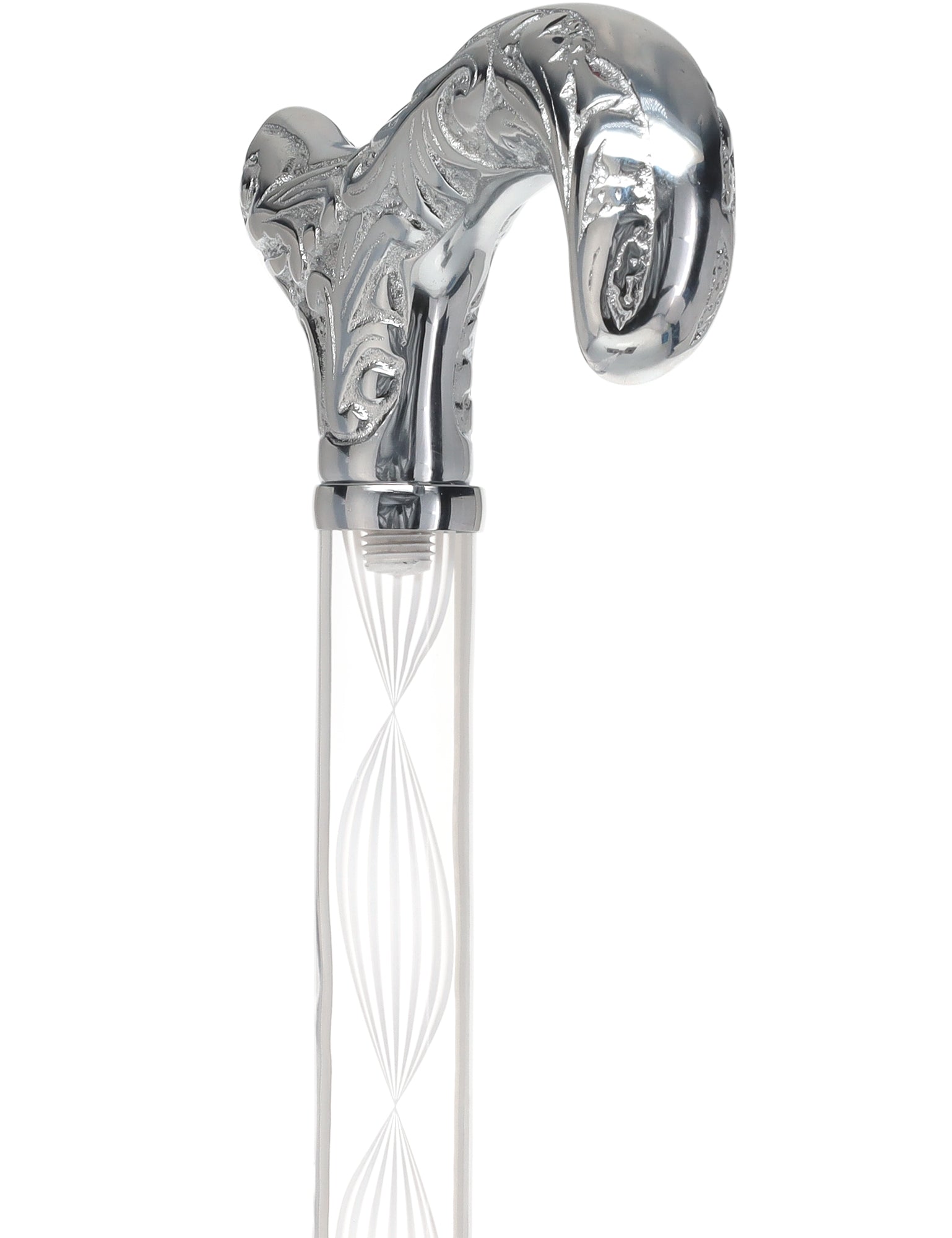 Crystal Elegance Chrome Derby Cane with Invisible Acrylic Shaft Options Latest Collections Online