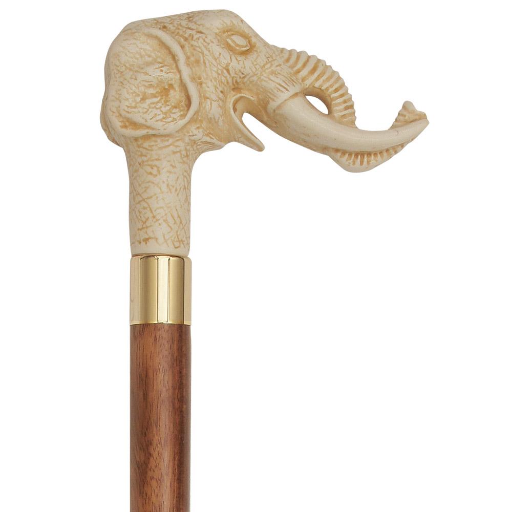 Faux Ivory Elephant with Tusks-Italian Handle Cane w/ Custom Shaft and Collar Amazing Pice Cheap Online