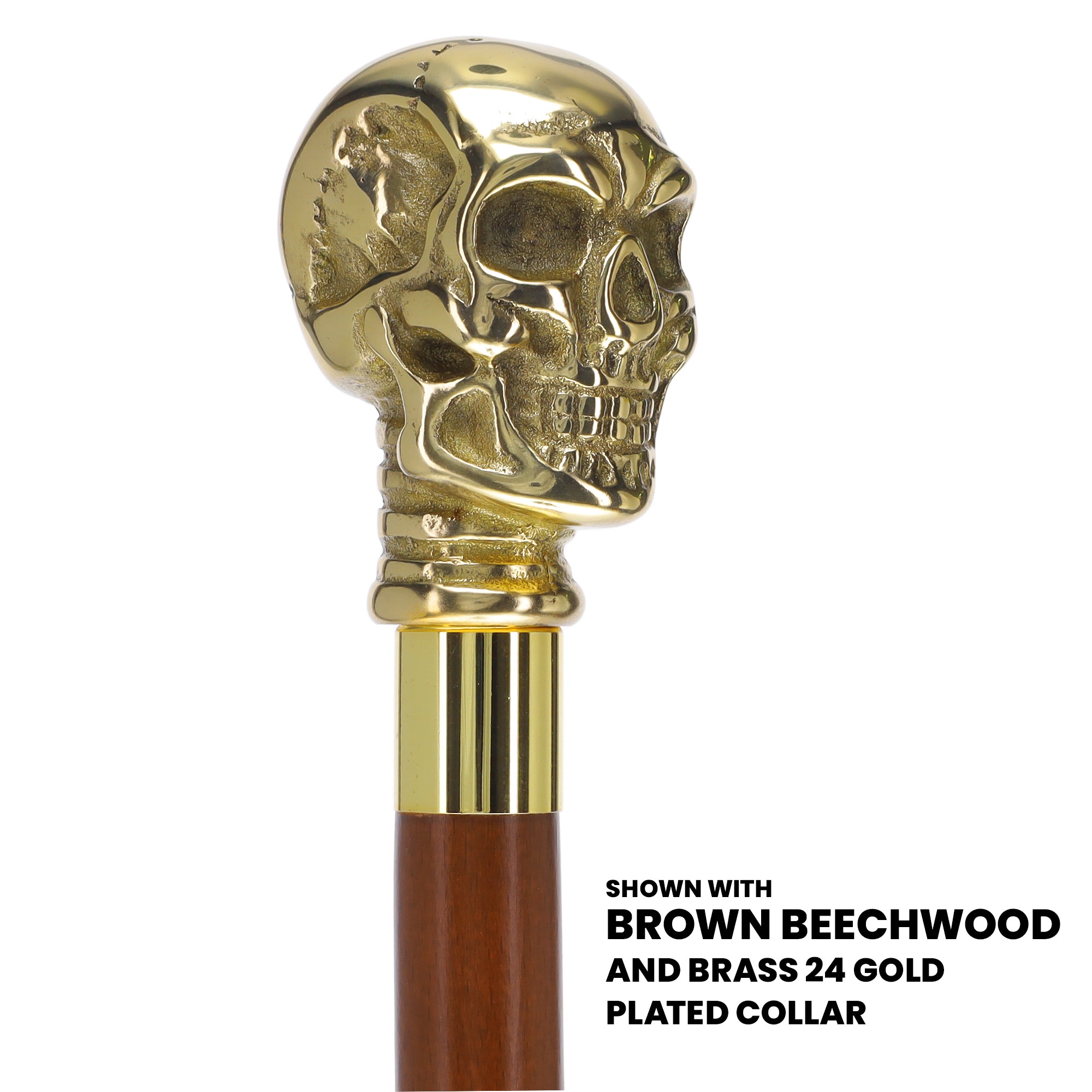 Premium Brass Skull Handle Walking Cane: Custom Shaft & Collar Sale Geniue Stockist