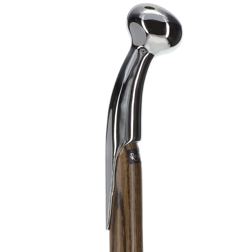 Premium Chrome-Plated Brass Hame Handle Stick: Twisted Ash Wood Sale Classic