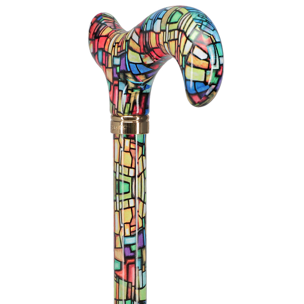 Mosaic Stained: Designer Adjustable Cane w/ Patterned Handle Sale 100% Guaranteed