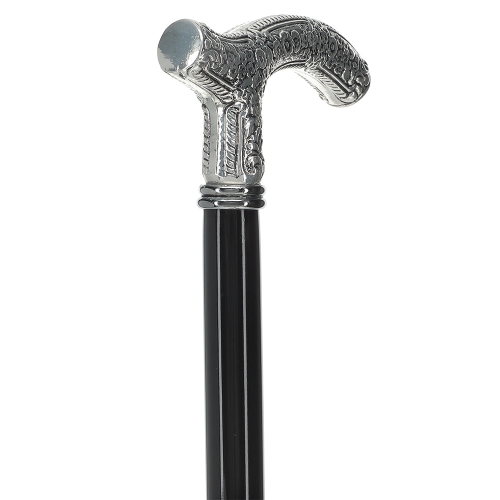 Scratch and Dent Downton Abbey Inspired - Silver 925r Petite Embossed Fritz Handle Walking Cane V2020 Low Pice For Sale