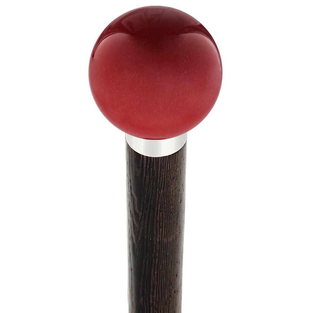 Red Candy Metallic Knob Cane - Personalize Wood Shaft & Collar Cheap From China