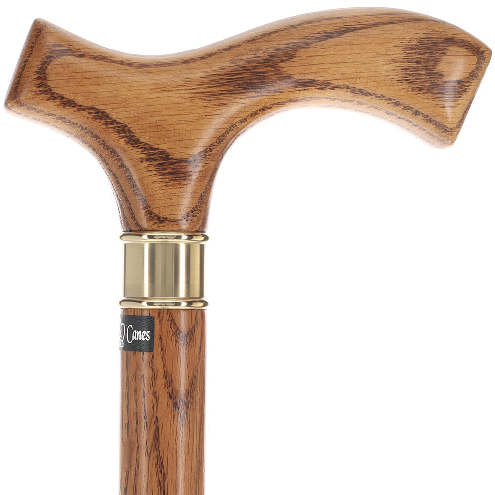 Elegant Fritz Oak Cane w/ Embossed Brass Collar Clearance 100% Guaranteed