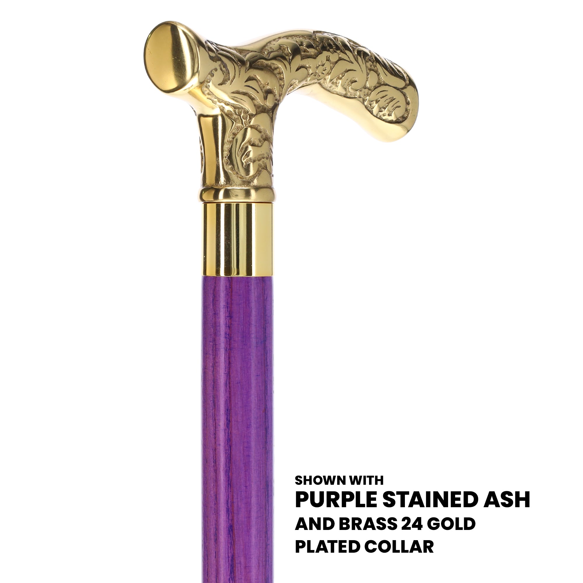 Premium Brass Fritz Handle Cane: Stained Custom Color Shaft Order