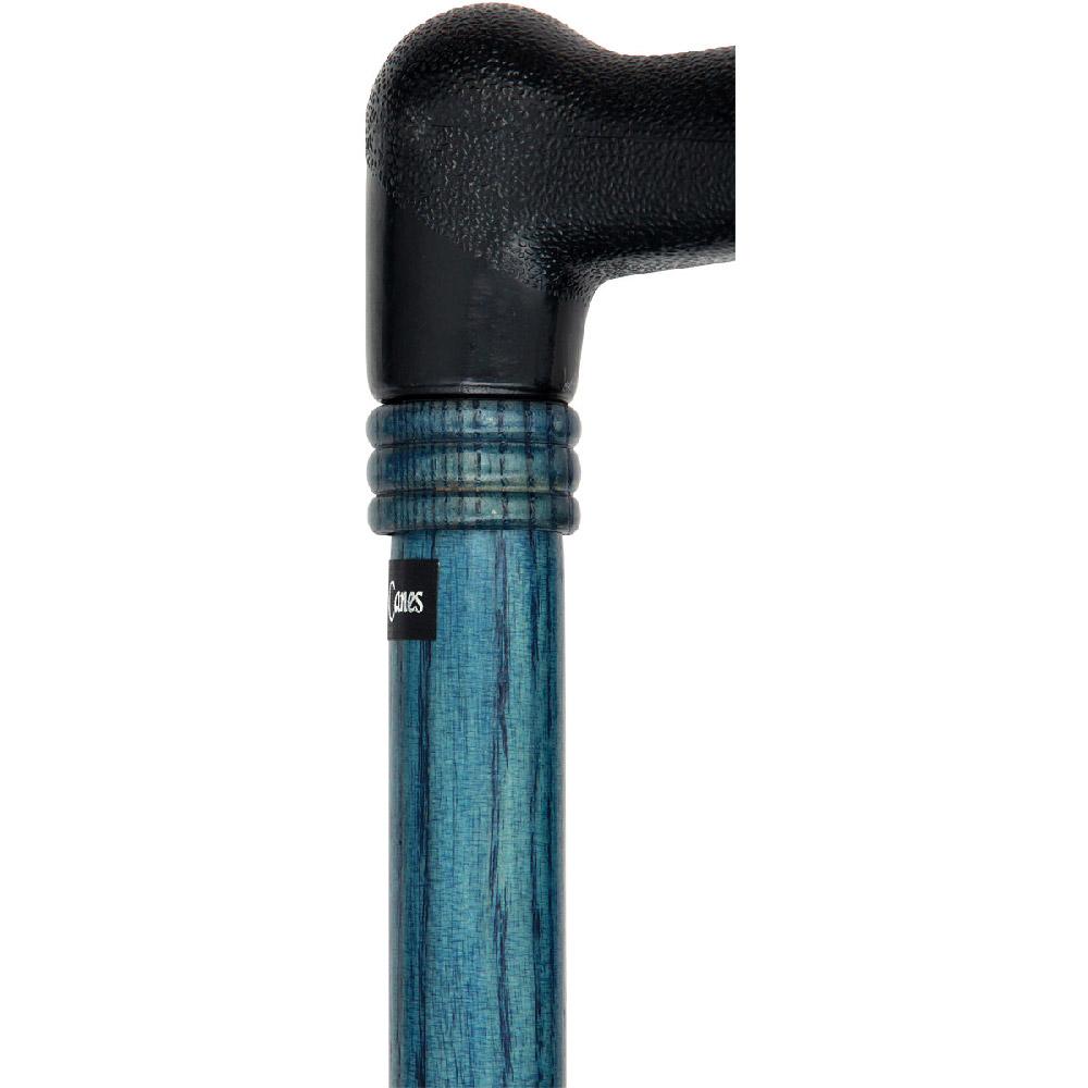 Comfy Denim Blue Palm-Grip Cane: Ash Wood Shaft & Wooden Collar Free Shipping Fast Delivery