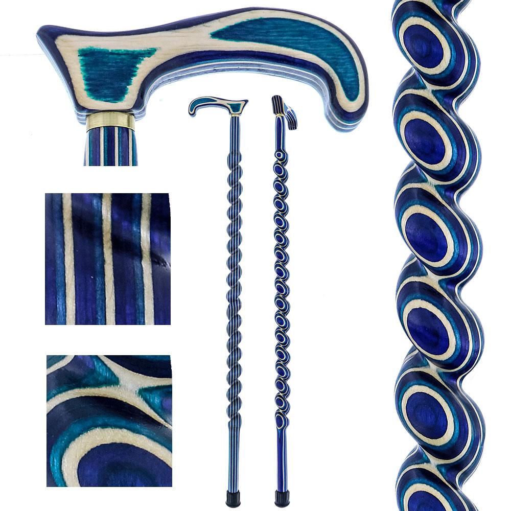 USA-Made Twisted Spiral Cane: Highlander Blue Durable Laminate 2025 New