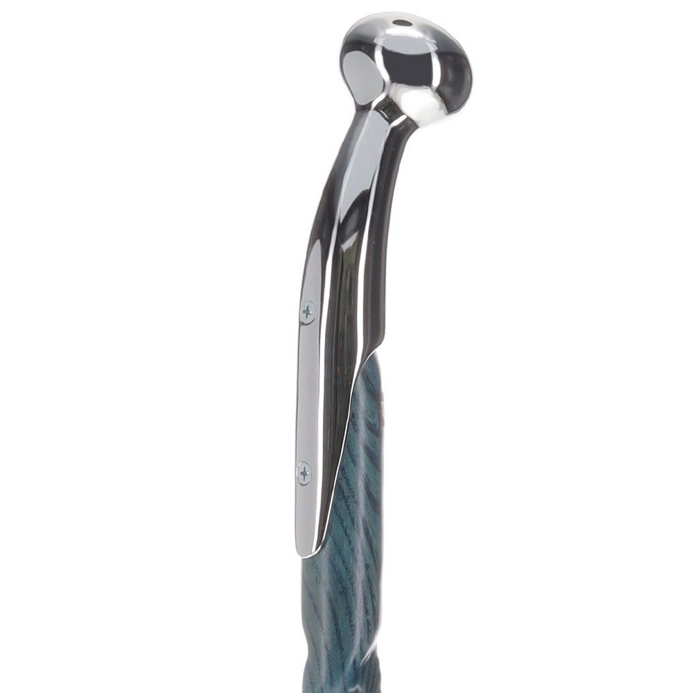 Twisted Blue Ash & Hame Chrome Walking Stick Marketable Online