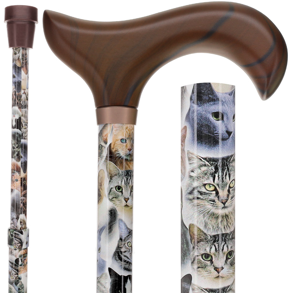 Cat Lovers-Designer Cane, Adjustable w/ Patterned Handle With Credit Card Cheap Pice