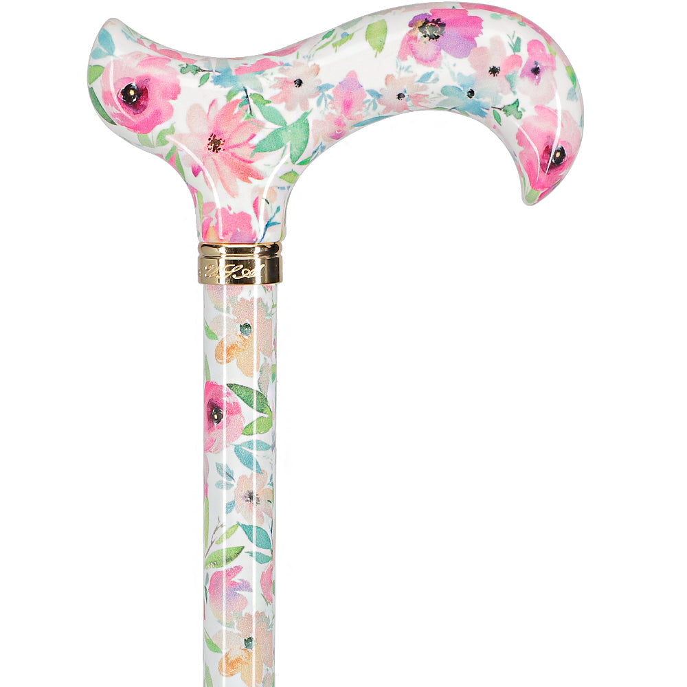 Scratch and Dent Watercolor Flowers: Designer Adjustable Cane w/ Patterned Handle V3051 Buy Cheap Deals