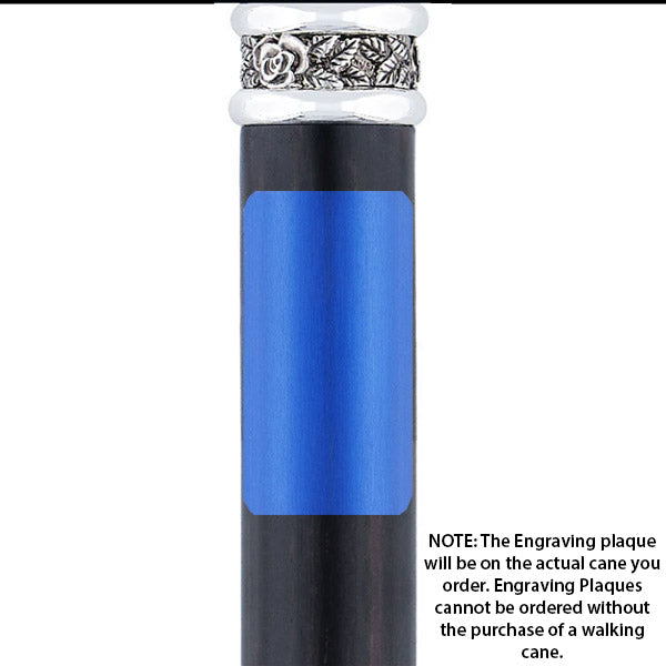 Custom Cane Engraving - Rectangle Blue Anodized Aluminum Clearance Online Online