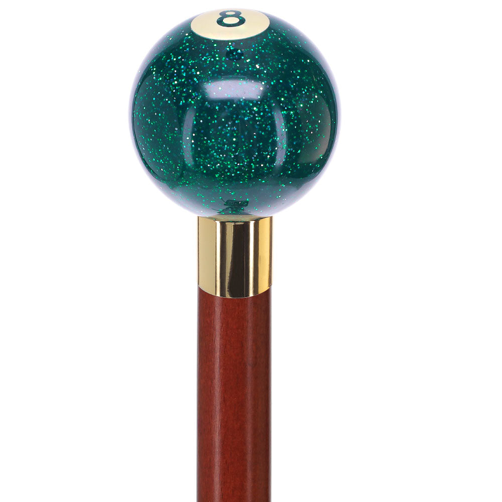 Green Sparkle 8 Ball Shift Knob Cane w/ Custom Color Ash Shaft & Collar Marketable Cheap Pice