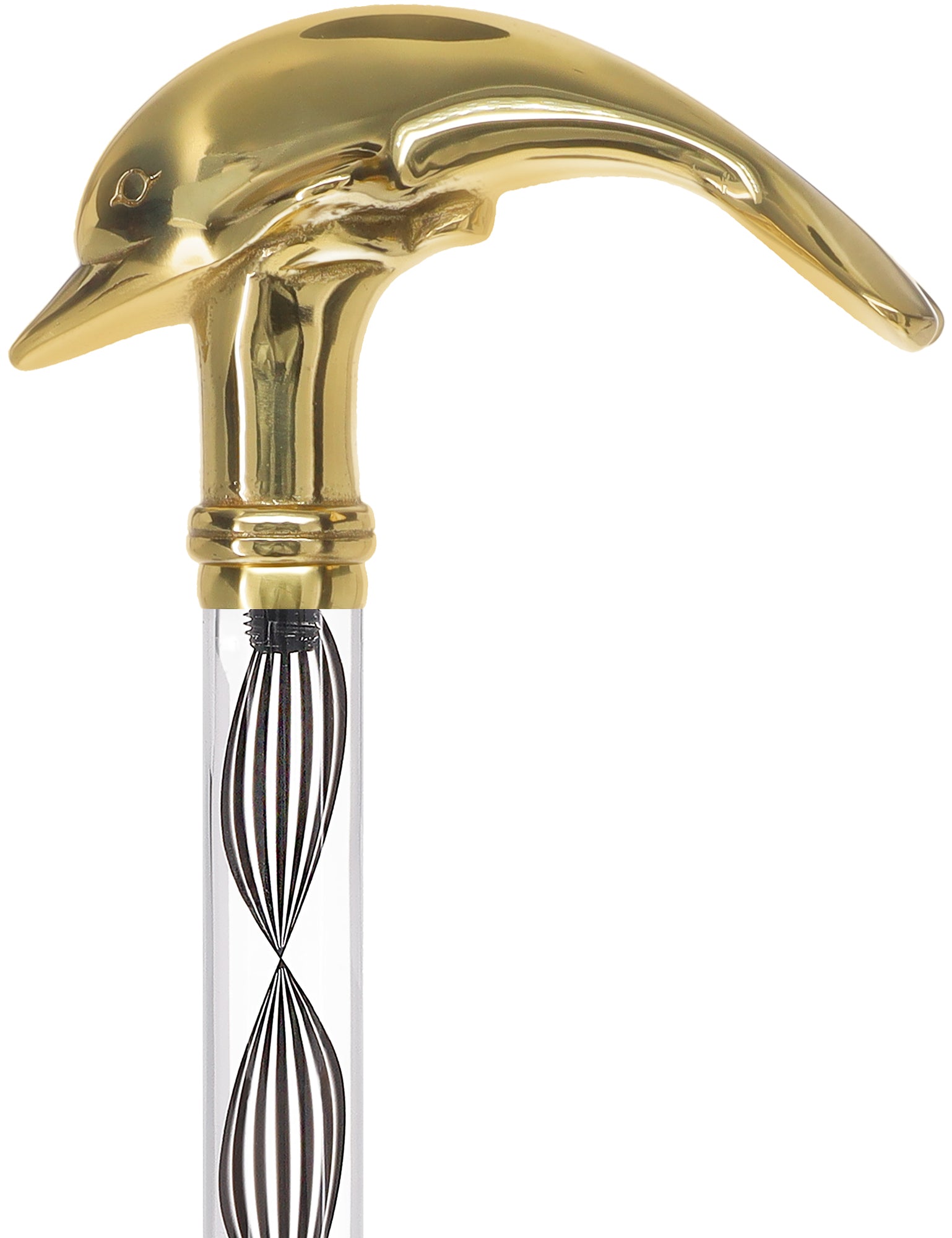 Crystal Elegance Brass Dolphin Cane with Invisible Acrylic Shaft Options Discount Authentic Online