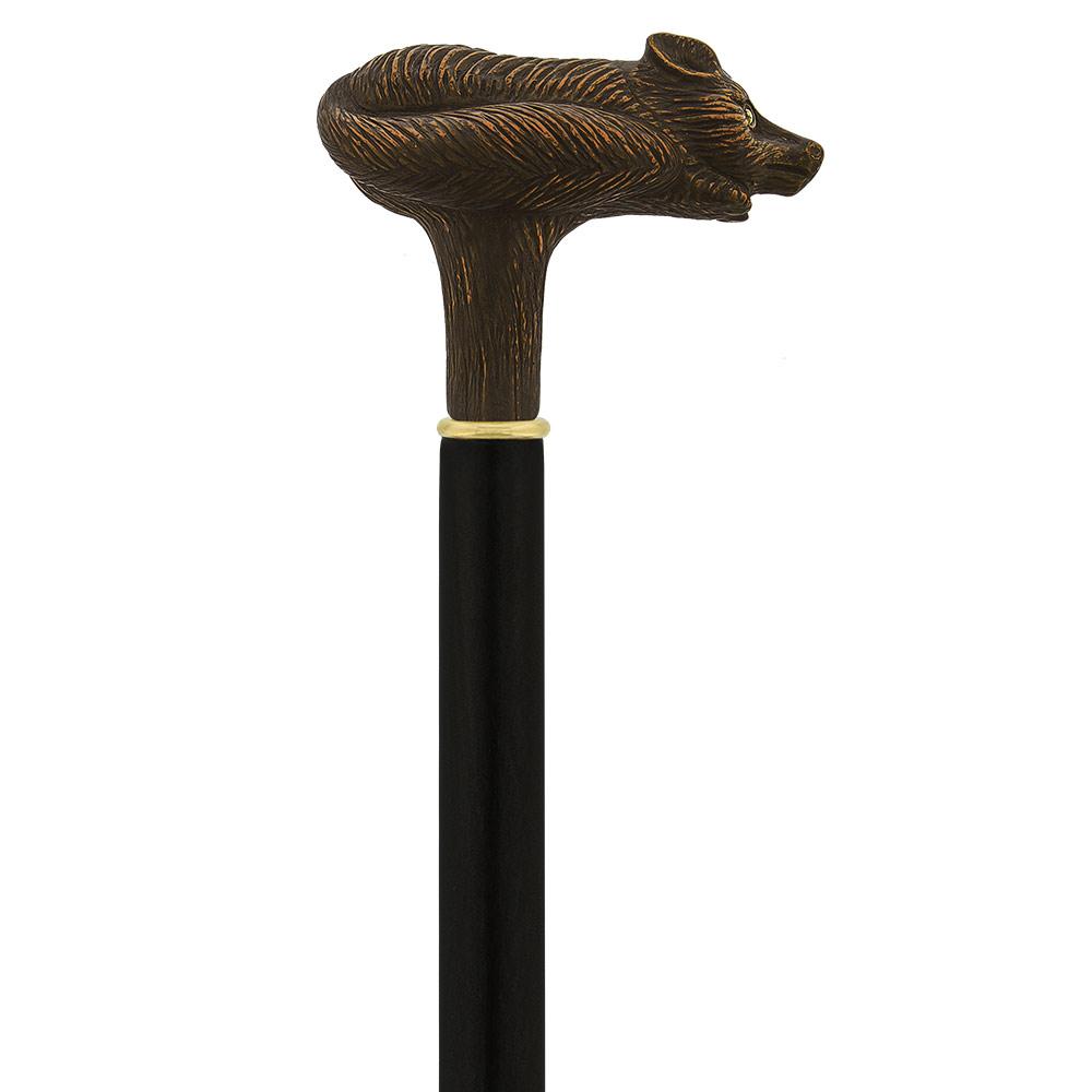 Comoys Brown Fox Handle Walking Cane w/ Custom Shaft and Collar Looking For Sale Online