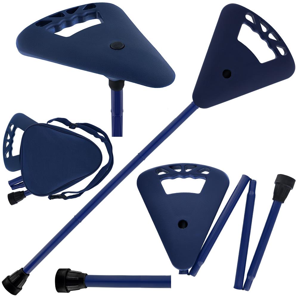 Flipstick Straight Folding Seat Cane Blue w/ Blue Bag - Non-Adjustable Pictures For Sale