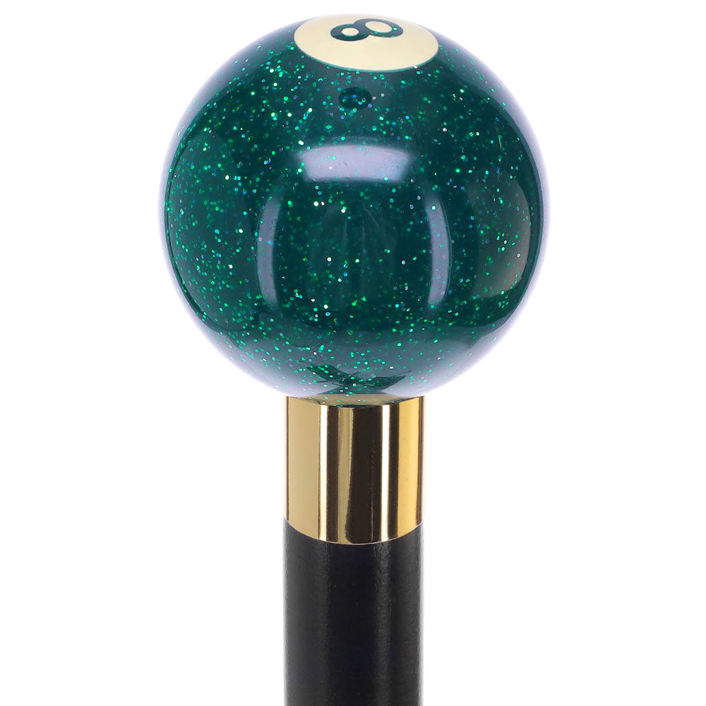 Green Sparkle 8 Ball Shift Knob Cane Cane w/ Custom Wood Shaft & Collar Cheap Sale How Much