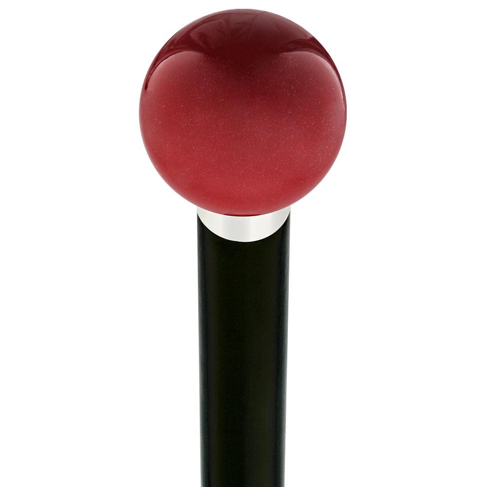 Red Candy Metallic Knob Cane - Personalize Wood Shaft & Collar Cheap From China