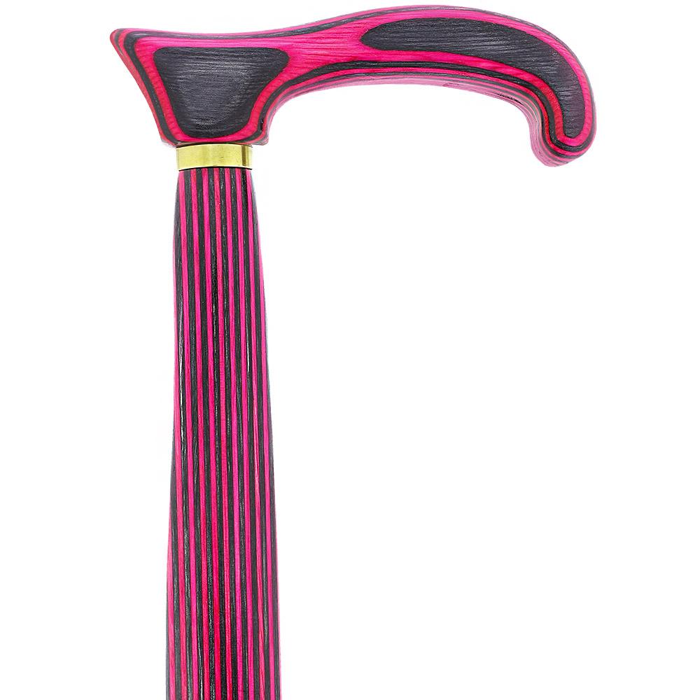 USA-Made Twisted Pink & Charcoal Cane: Vibrant Colorwood Laminate Free Shipping With Mastercard