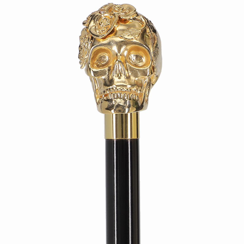 Italian Luxury: Skull with Roses Cane, 24K Gold Plated Top Quality Online