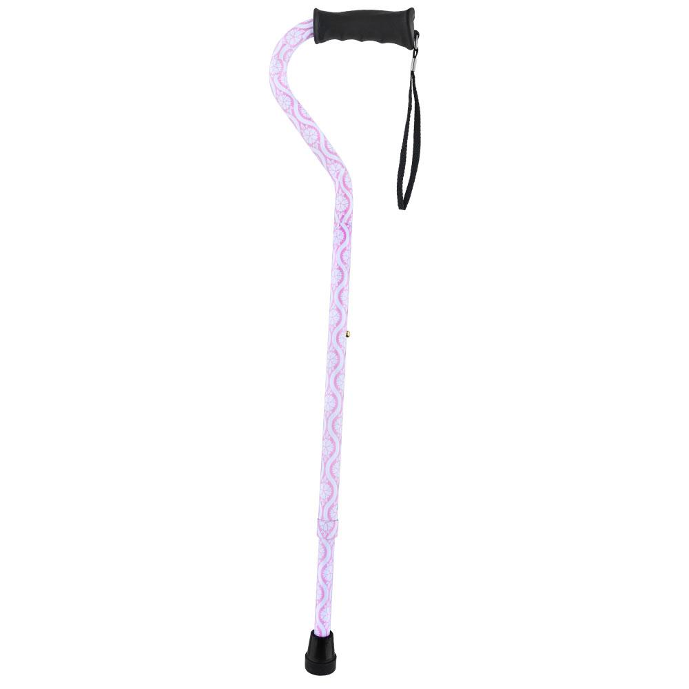 Pink Pastel Rose Aluminum Convertible Quad Walking Cane with Comfort Grip - Adjustable Shaft Pictures Online