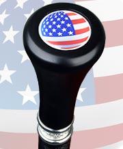 Scratch and Dent U.S.A Flag Flat Top Walking Stick With Black Beechwood Shaft and Pewter Collar V2016 Discount High Quality