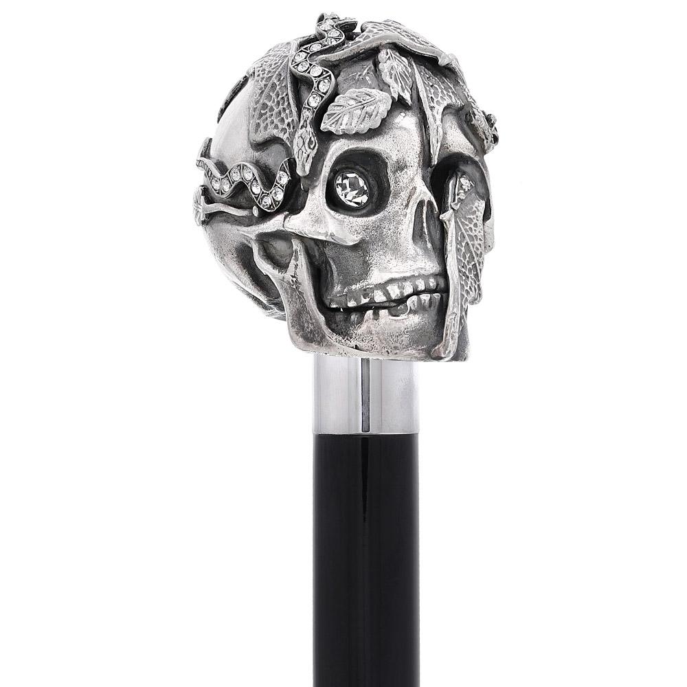 Italian Luxury: Skull & Snakes Cane, Crafted in 925r Silver Free Shipping Looking For