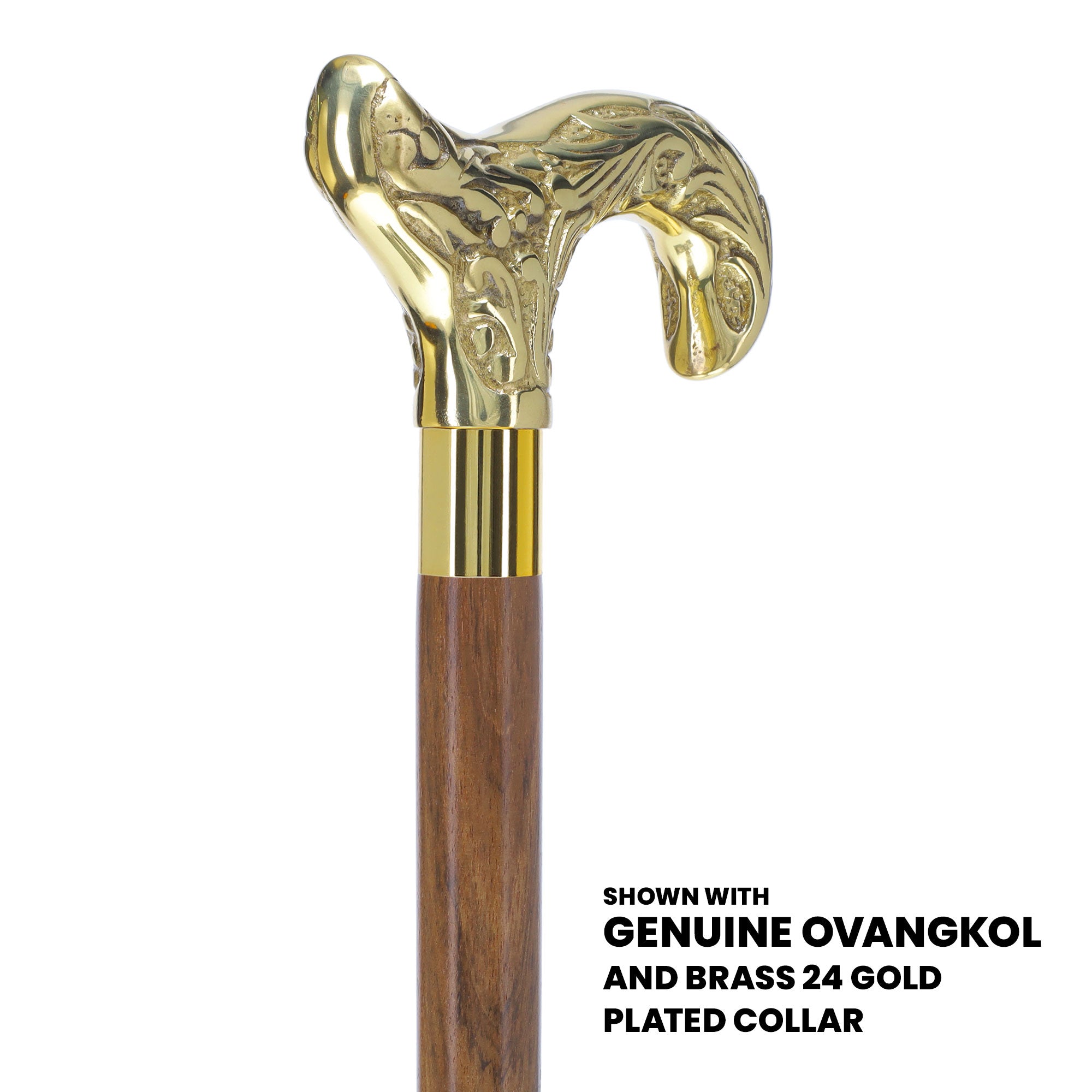 Scratch and Dent Brass Derby Handle Walking Cane w/ Brown Beechwood Shaft and Aluminum Gold Collar V2112 Outlet Countdown Package
